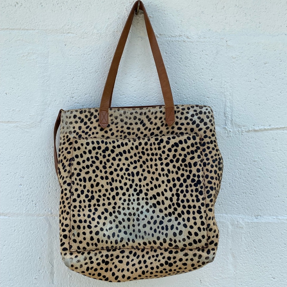 Well worn Madewell leopard tote